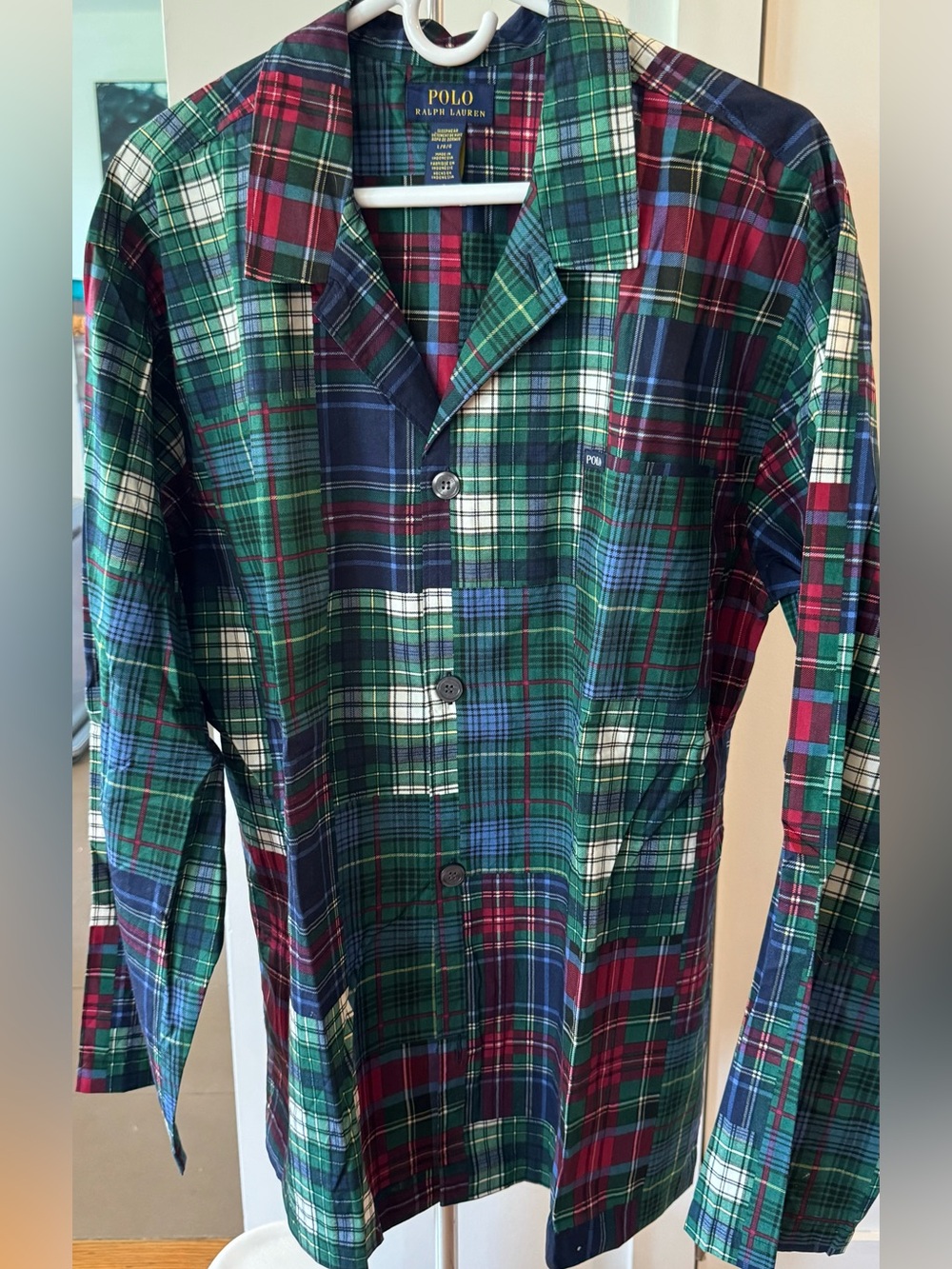 Polo by Ralph Lauren Green/Navy/Red Plaid Button-Up Sleep Shirt
